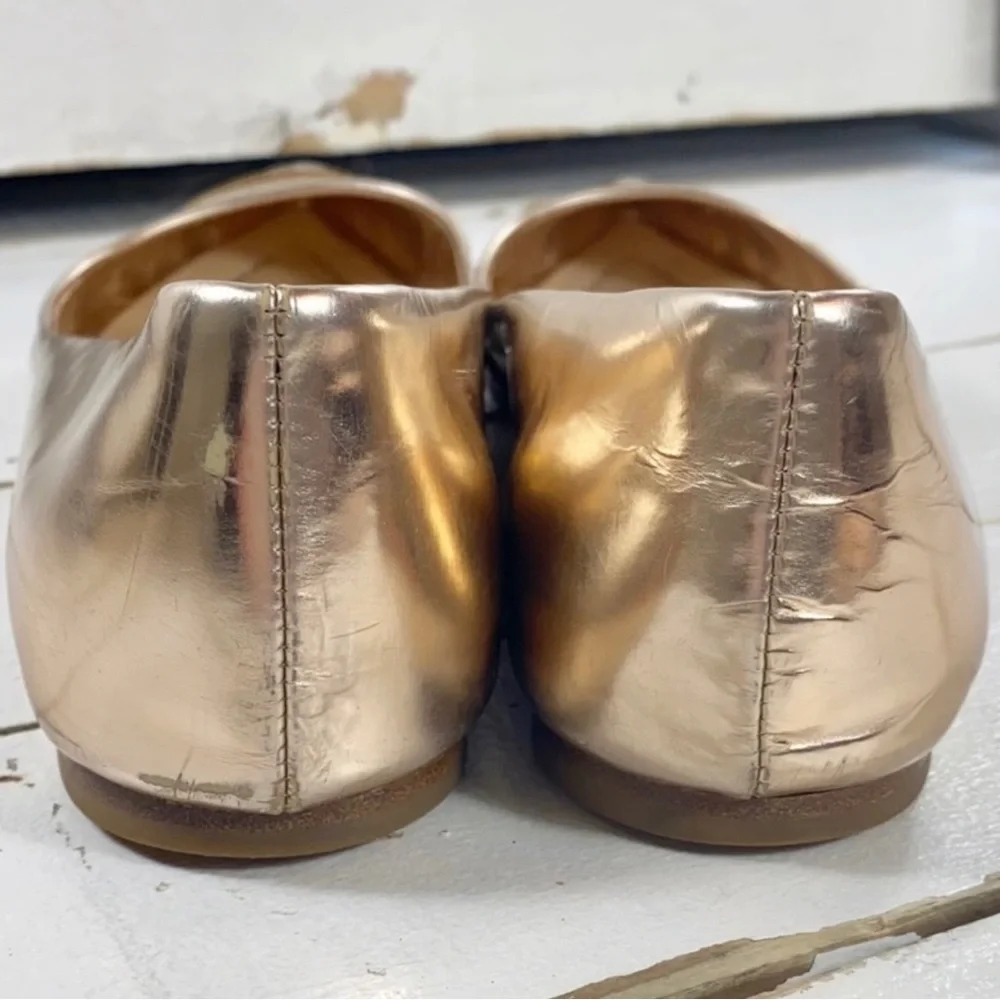 Christian Dior Gold Metallic Pointed Toe Flats - Picture 5 of 7